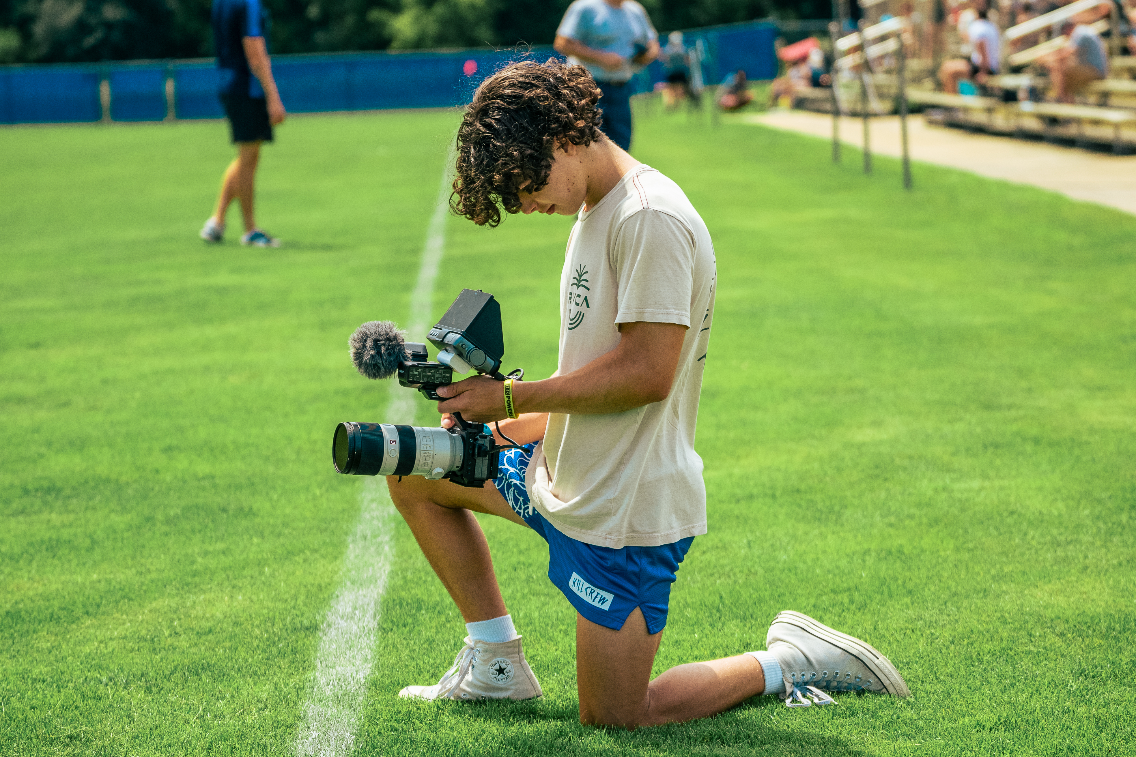 Kaden Elzinga filming on location